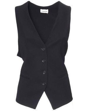 P.A.R.O.S.H. Rear Belted Buttoned Vest - Black