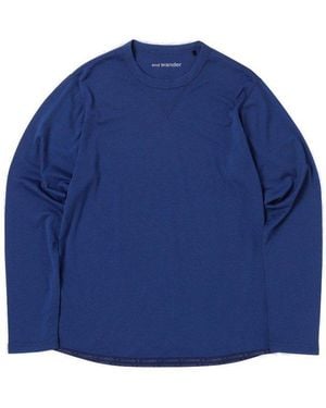and wander Crewneck Long-Sleeved T-Shirt - Blue