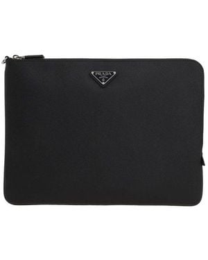 Prada Triangle-Logo Pouch - Black
