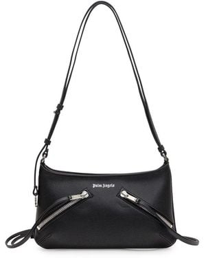 Palm Angels Logo Printed Zipped Shoulder Bag - Black