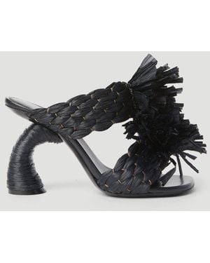 Dries Van Noten Woven Raffia Heeles - Black