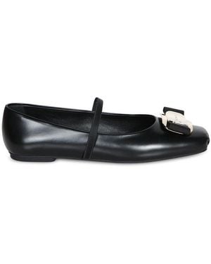Ferragamo New Vara Slip-On Ballerina Shoes - Black