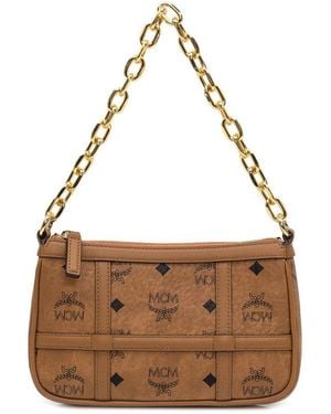 MCM Delmy Logo Printed Shoulder Bag - Brown
