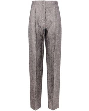 Giorgio Armani Jacquard Straight Leg Trousers - Grey
