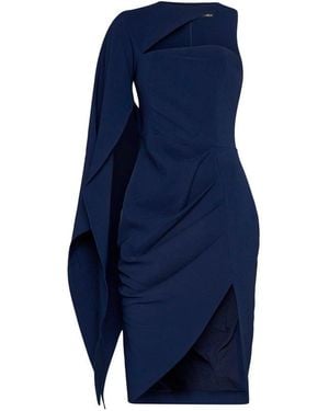 Lavish Alice One-Shoulder Draped Dress - Blue