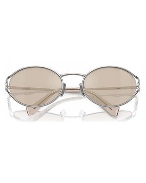Miu Miu Oval Frame Full Rim Sunglasses - Natural