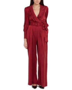 Zimmermann Cropped Satin Wrap Top - Red