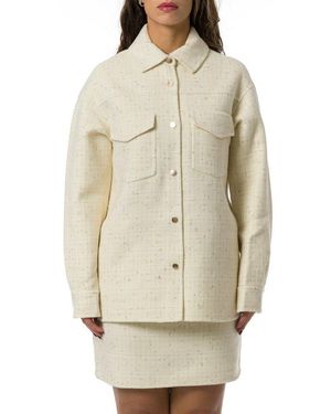 Mc2 Saint Barth Woolly Tweed Sequinned Chantel Jacket - Natural
