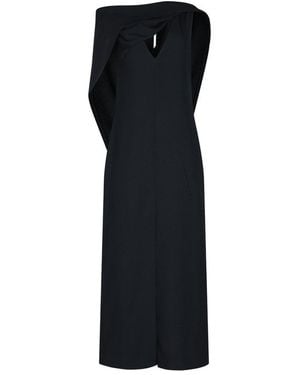 Gucci Sable Drape Detailed Sleeveless Dress - Black