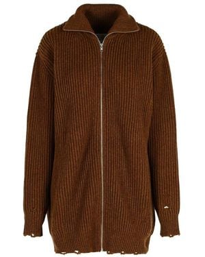 MM6 by Maison Martin Margiela Ribbed Knit Jacket - Brown