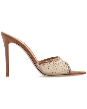 Gianvito Rossi Elle Embellished Mules - Brown
