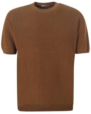 FILIPPO DE LAURENTIIS Short Sleeve Crewneck Jumper - Brown