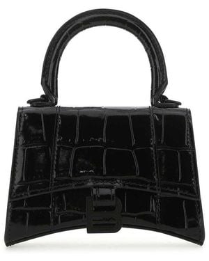 Balenciaga Hourglass Mini Top-Handle Bag - Black