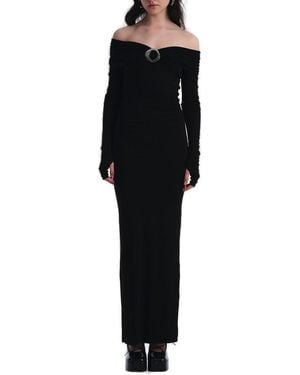 MANURI Amara Buckle 2.6 Off-Shoulder Maxi Dress - Black