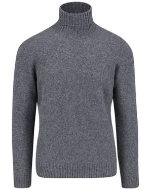 Drumohr Ribbed Turtleneck Jumper - Blue