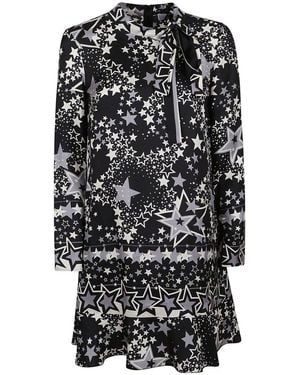 RED Valentino Red Star Printed Pussy-Bow Dress - Black