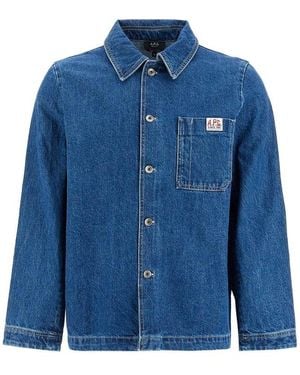 A.P.C. Logo Patch Denim Overshirt - Blue