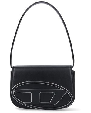 DIESEL 1Dr Logo Plaque Shoulder Bag - Black
