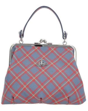 Vivienne Westwood Logo-Plaque Checked Tote Bag - Purple