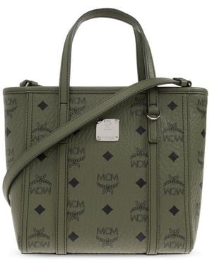 MCM Logo Printed Handbag - Green