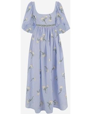 Agua Bendita Soledad Floral Dress - Blue
