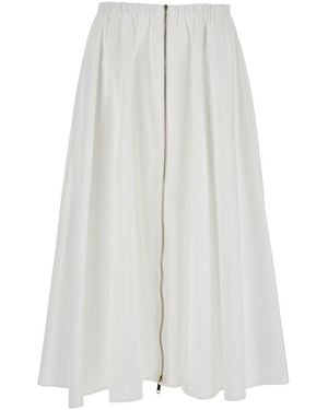 Semicouture Asia Skirt With Front Zip - White