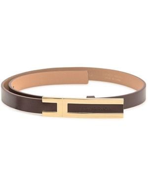 Elisabetta Franchi Logoed Plaque Belt - White
