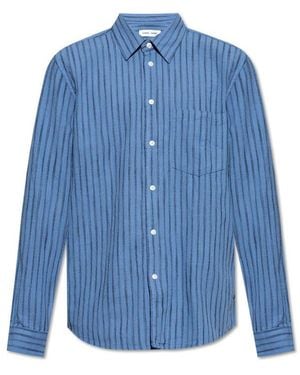 Samsøe & Samsøe Striped Button-Down Shirt - Blue