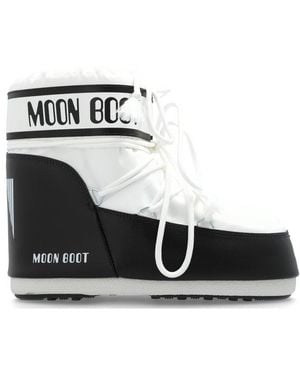 Moon Boot Icon Logo Printed Lace-Up Boots - White