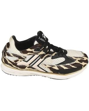 Lanvin Zebra Printed Low-Top Sneakers - Black