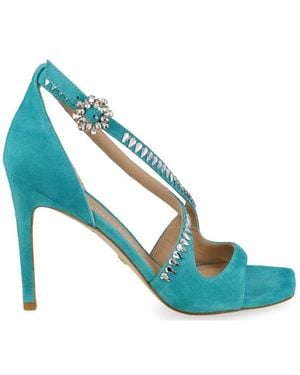 Stuart Weitzman Gemcut Embellished Heeled Sandals - Blue