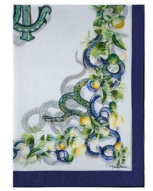 Roberto Cavalli Logo Printed Rectangular Scarf - Green