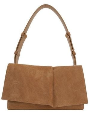 Christian Louboutin Baggy Foldover Top Small Shoulder Bag - Brown