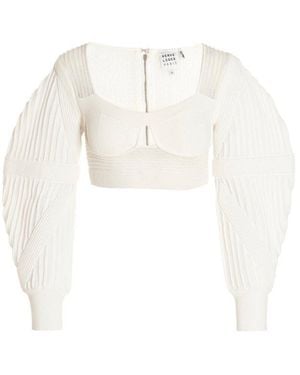 Hervé Léger Knit Bustier Top - White