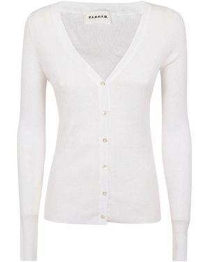 P.A.R.O.S.H. Long-Sleeved V-Neck Buttoned Cardigan - White