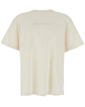 JW Anderson Flocked-Logo Crewneck T-Shirt - White