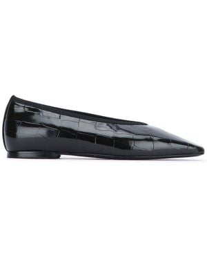 TOTEME Minimalist Croco-Embossed Slip-On Ballerinas - Black
