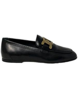 Tod's Logo Engraved Slip-On Loafers - Black