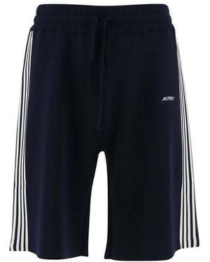 Autry Viscose Blend Short Pants With Logo - Blue