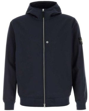 Stone Island Logo Patch Jacket - Blue
