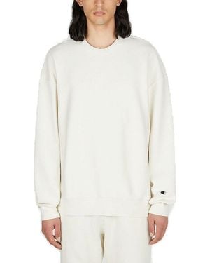 Champion Logo Patch Crewneck Sweatshirt - White