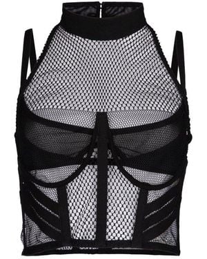 Dion Lee Mesh-panelled Layered Bra Top - Black