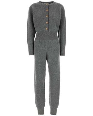 Chloé Long-Sleeved Knit Jumpsuit - Grey