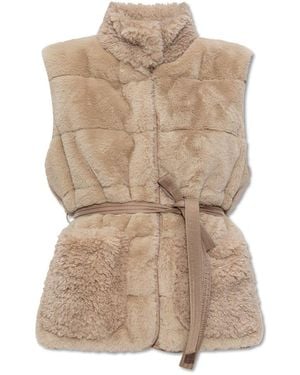 Moncler Joui High-Neck Teddy Vest - Natural