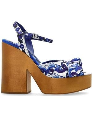 Dolce & Gabbana Majolica Printed Sandals - Blue