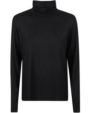 Majestic Long Sleeve Turtleneck Top - Black