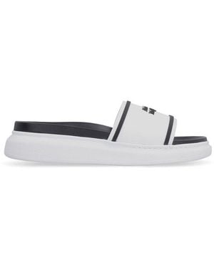 McQueen Logo Detail Rubber Slides - White