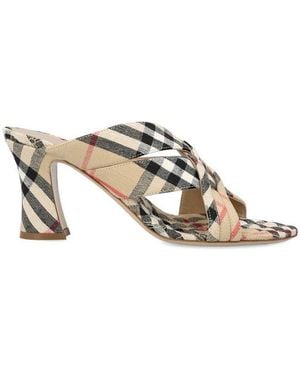 Burberry Checked Slip-On Sandals - Metallic