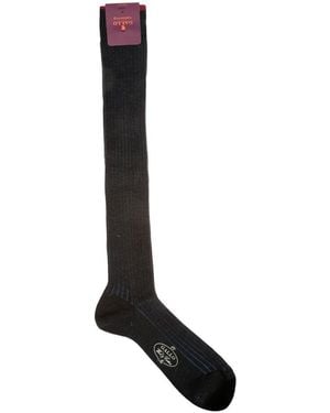 Gallo Ribbed Knee-High Socks - Black