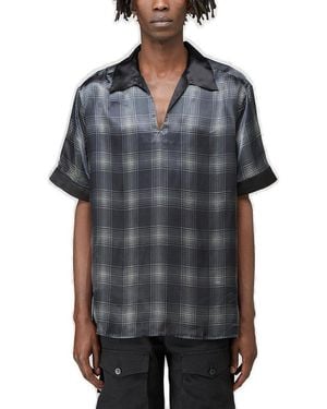 Phipps Oasis Checked V-Neck Satin Shirt - Grey